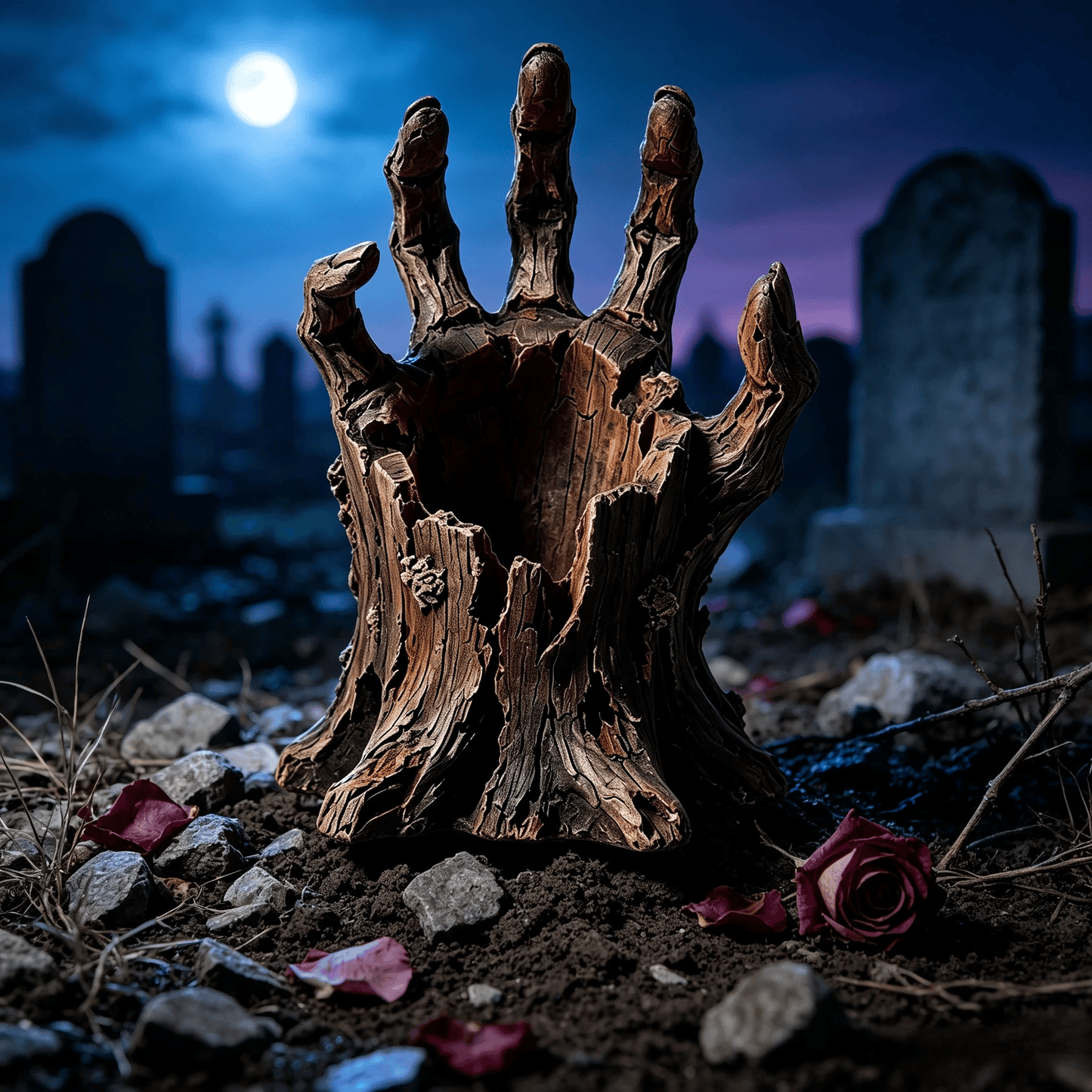 🎃Halloween  Wooden Hand Garden Planter Stake – Spooky Driftwood Yard Decor for Plants & Halloween 🕸️