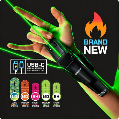 🕷 Rechargeable Wrist String Launcher with UV-Reactive & Glow-in-the-Dark Strings for Kids & Adults 🎁
