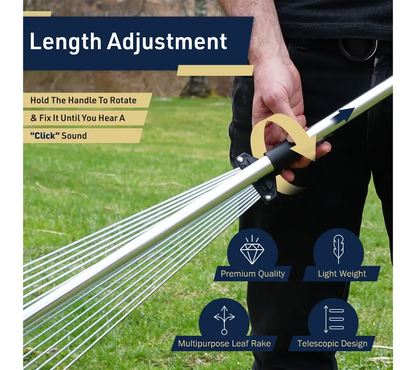Adjustable Metal Rake with Expandable Handle