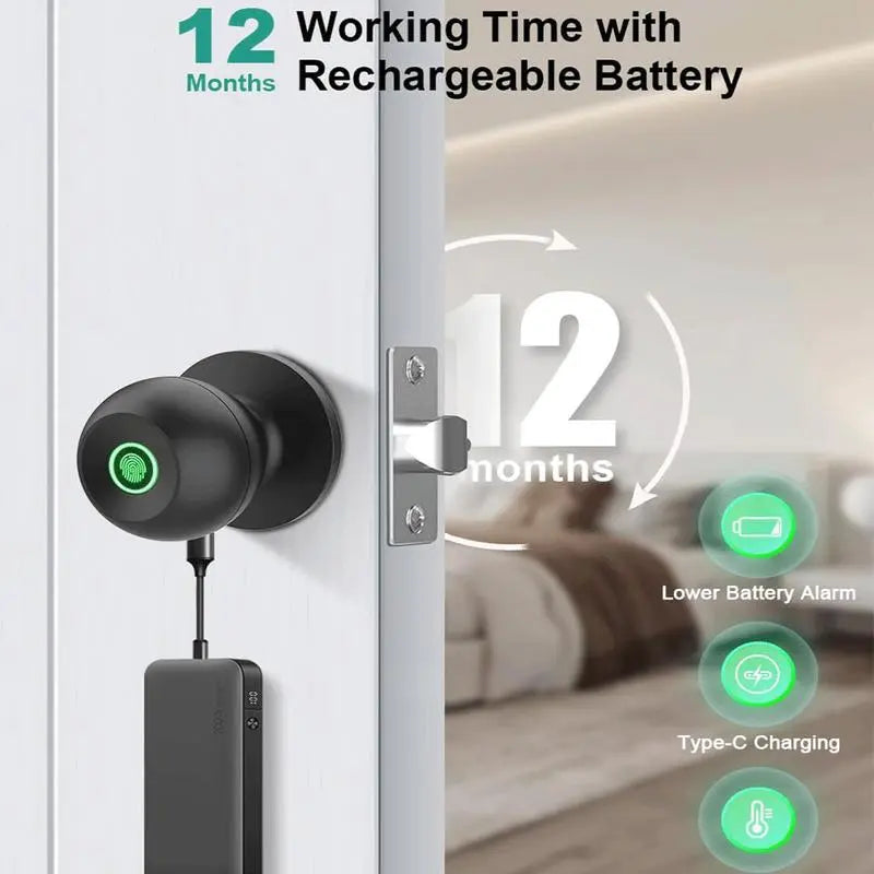 Fingerprint Smart Lock,Keyless Entry Door Lock,Count Smart Door Knob with APP