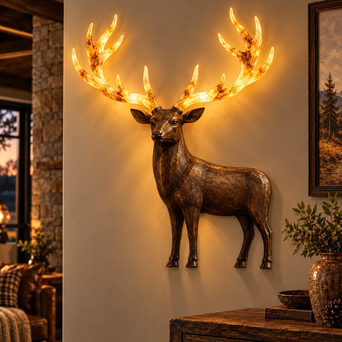 💥 Hot-Selling Half-Price Deal ✨ Light-Up Longhorn Wall Sculpture, Rustic Western-Style LED Wall Decor