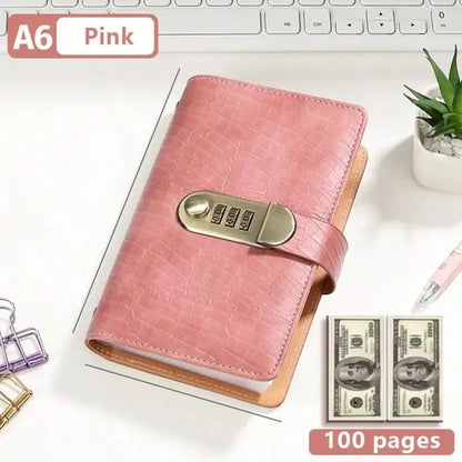 A6 savings notebook,3-Digit Resettable Password Lock