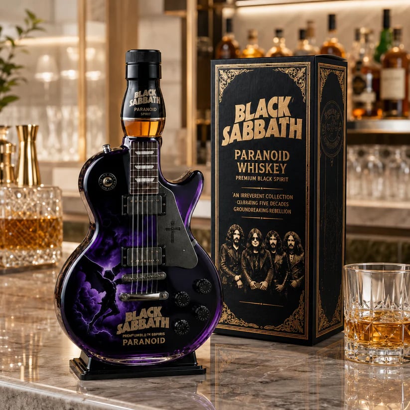 Black - Sabbath Paranoid Guitar Collectible Glass Decanter 🎸