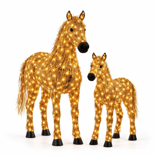 Doppeltes beleuchtetes Pferde-Weihnachtsset.