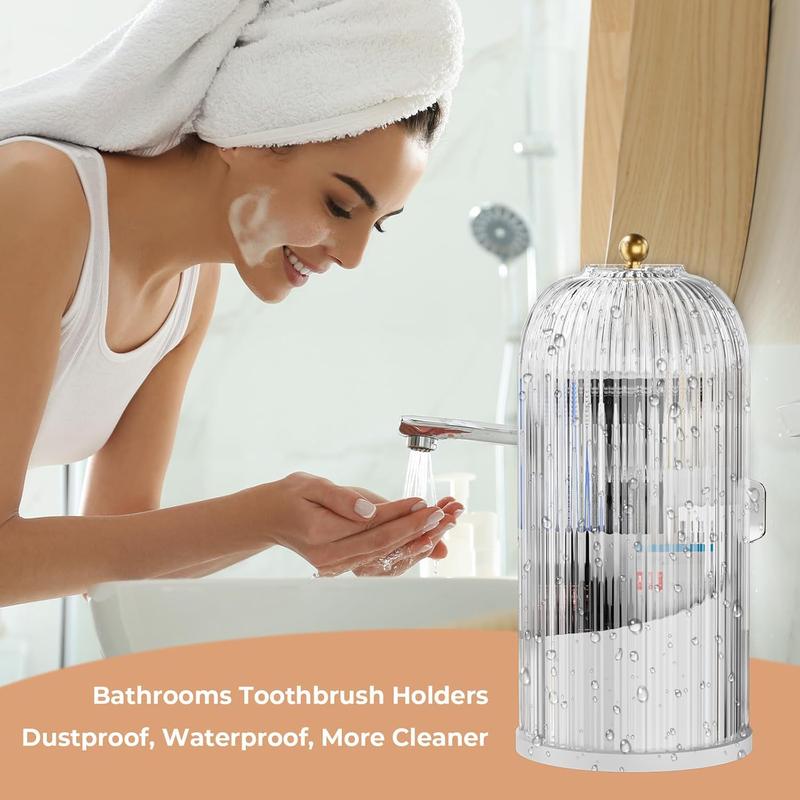 ✨360° Rotating Toothbrush Holder with Cover – Compact Bathroom Organizer
