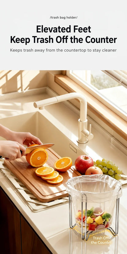 🗑️Kitchen Waste Companion Stainless Steel Trash Bag Holder