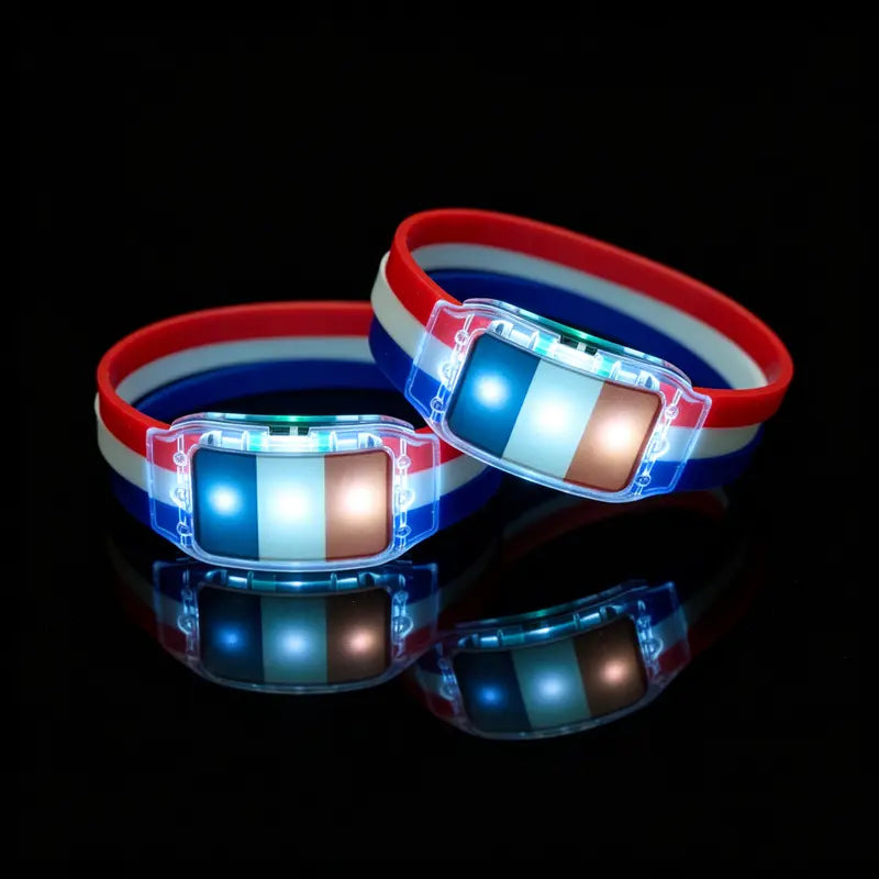 🏆 LED Flag Wristbands – Light Up Your Team Spirit Anywhere!