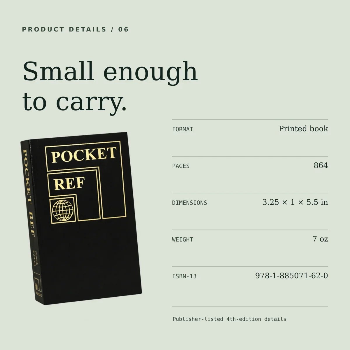 Pocket Ref 4th Edition | 864-Page Portable Reference Book