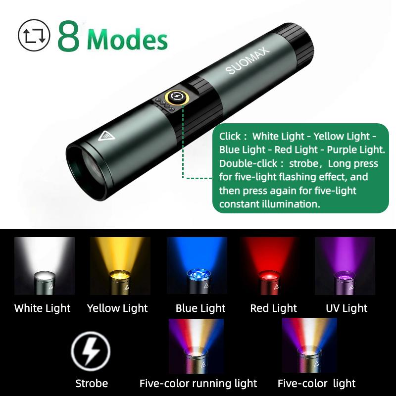 5-in-1 Multicolor Tactical Flashlight