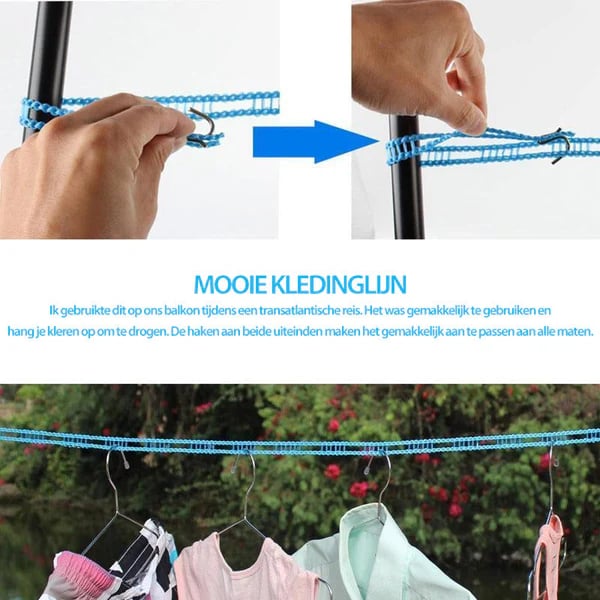 🌈Clothesline for Outside, Adjustable Clothes line,Windproof Clothesline with Hooks, Indoor and Outdoor Laundry and Drying Lines,Ideal Camping & Travel Essentials