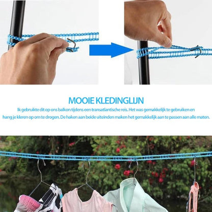 🌈Clothesline for Outside, Adjustable Clothes line,Windproof Clothesline with Hooks, Indoor and Outdoor Laundry and Drying Lines,Ideal Camping & Travel Essentials