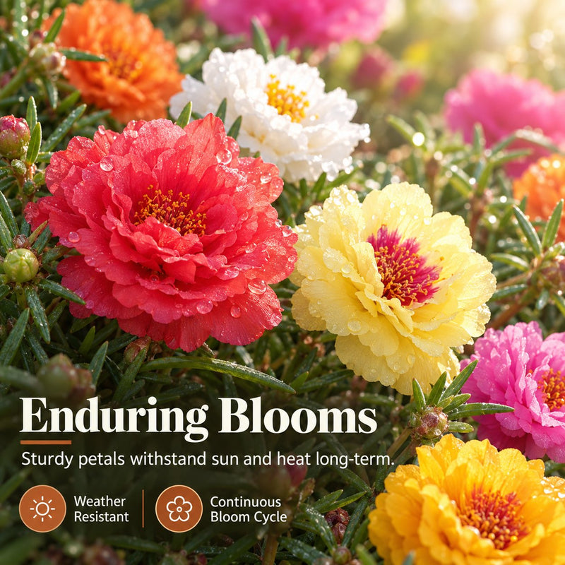 Colorful double flower Portulaca blooms