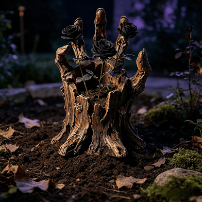 🎃Halloween  Wooden Hand Garden Planter Stake – Spooky Driftwood Yard Decor for Plants & Halloween 🕸️