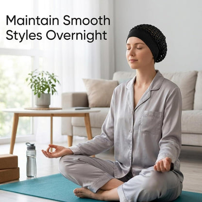3-Pack Satin Bonnet Sleep Caps - Stretchy Wide Band Night Cap for Curly Hair