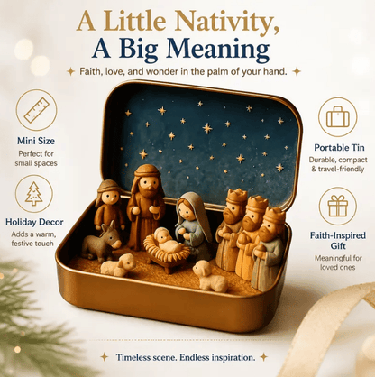 🔥Last Day 49% OFF - ✝️Religious Pocket-Size Mini Nativity Scene Set with Storage Box