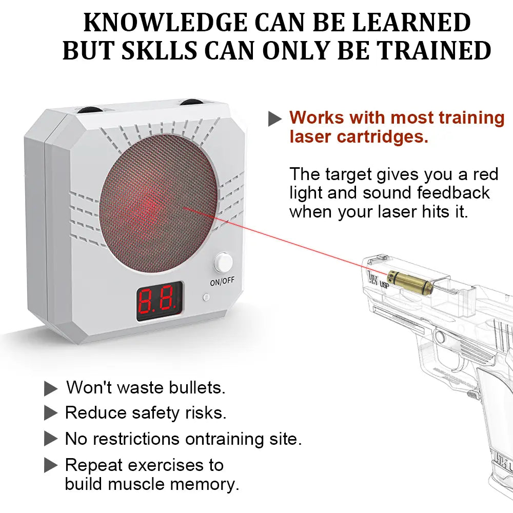 Rechargeable Laser Dry Firing Target - Portable Hunting Training Gear, 5 Difficulty Levels, Steel Plate Sound-Flash Feedback, Indoor Training Tool, Cost-Effective Gift for Male Shooters