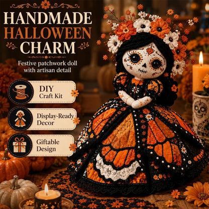 💀Vinowg Day of the Dead Patchwork Doll DIY Kit - Patchwork Skeleton Witch Girl DIY Kit