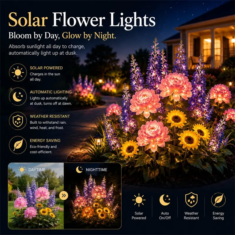 ✨Nature Inspired Floral Solar Garden Pathway Lighting