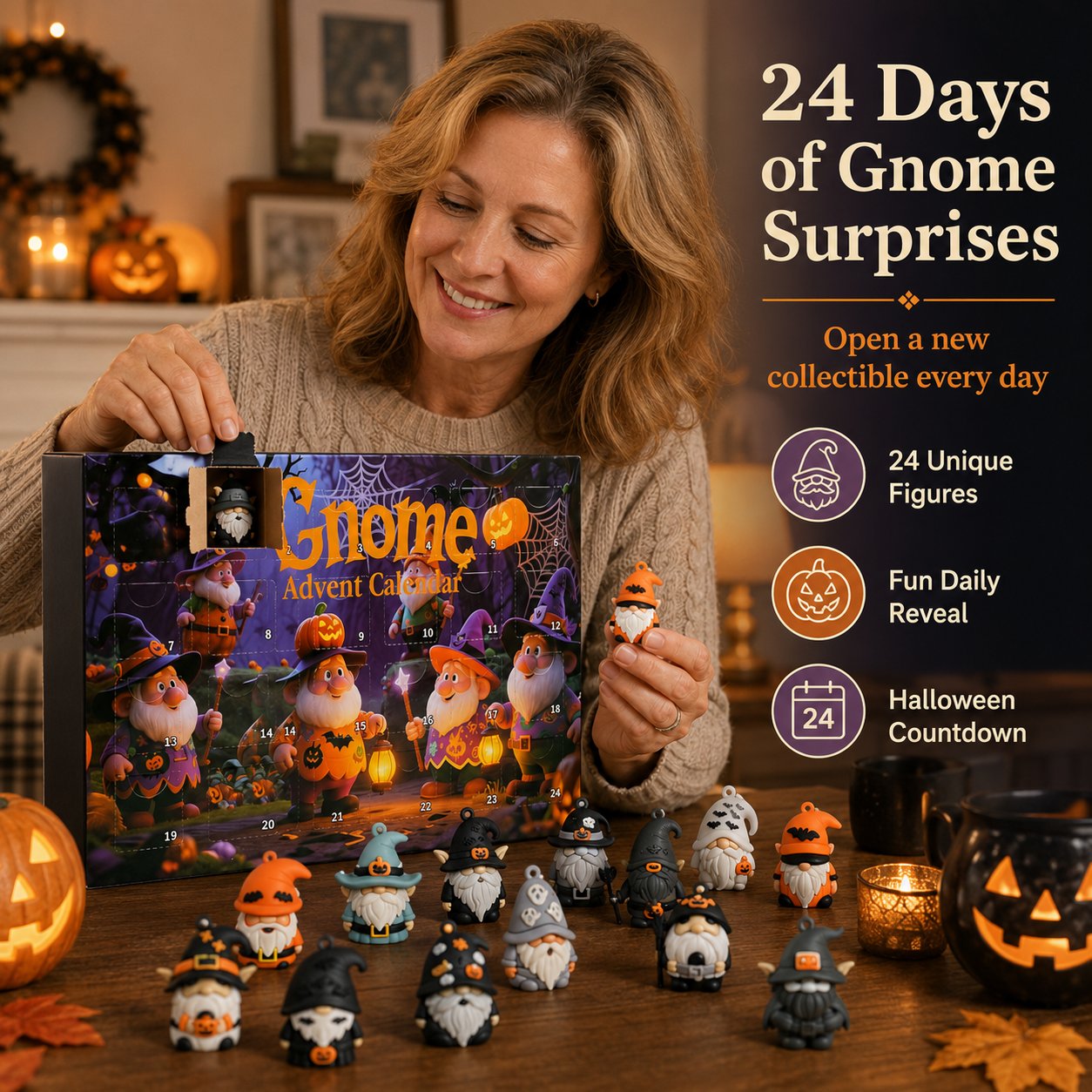 🎃 Hot Sale 50% OFF - 24 Days of Halloween Gnome Surprise Figures Advent Calendar Box