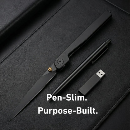 🔥Last Day Sale 50% OFF🎉Lanky Liner Lock Front Flipper Knife Black Aluminum Handle