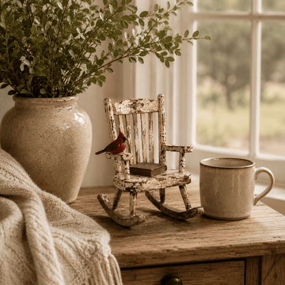 Rustic Cardinal Rocking Chair Decor