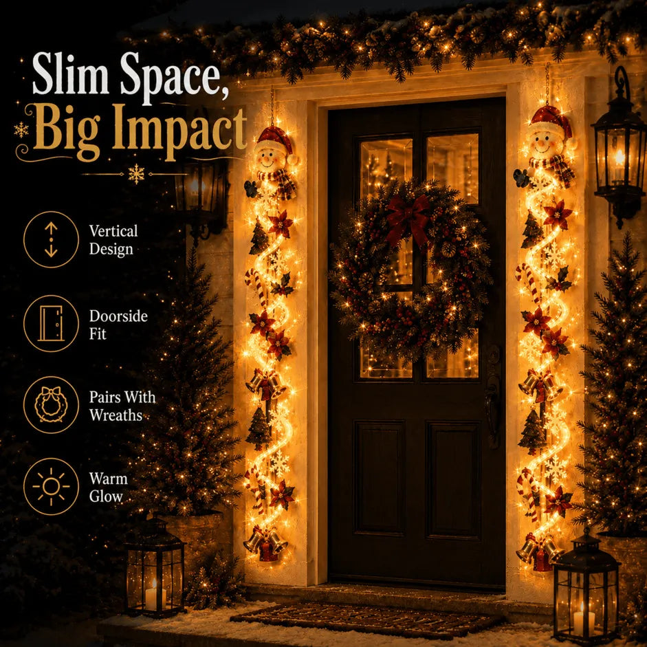 🎄Glowing Christmas Door Hanger | 6 Festive Lighted Designs with Warm Glow, Dimensional Details & Space-Saving Vertical Décor ✨