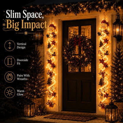 🎄Glowing Christmas Door Hanger | 6 Festive Lighted Designs with Warm Glow, Dimensional Details & Space-Saving Vertical Décor ✨