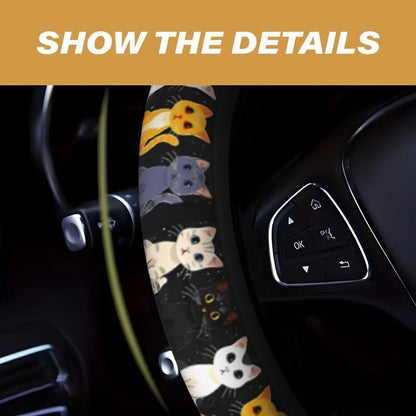 🐱 Cute Cat Steering Wheel Cover 🚗 Soft & Comfy Grip ✨ Anti-Slip Car Interior Accessory