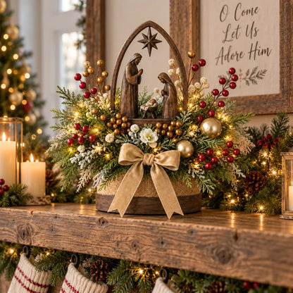 🌸Candlelit Christmas Nativity Centerpiece