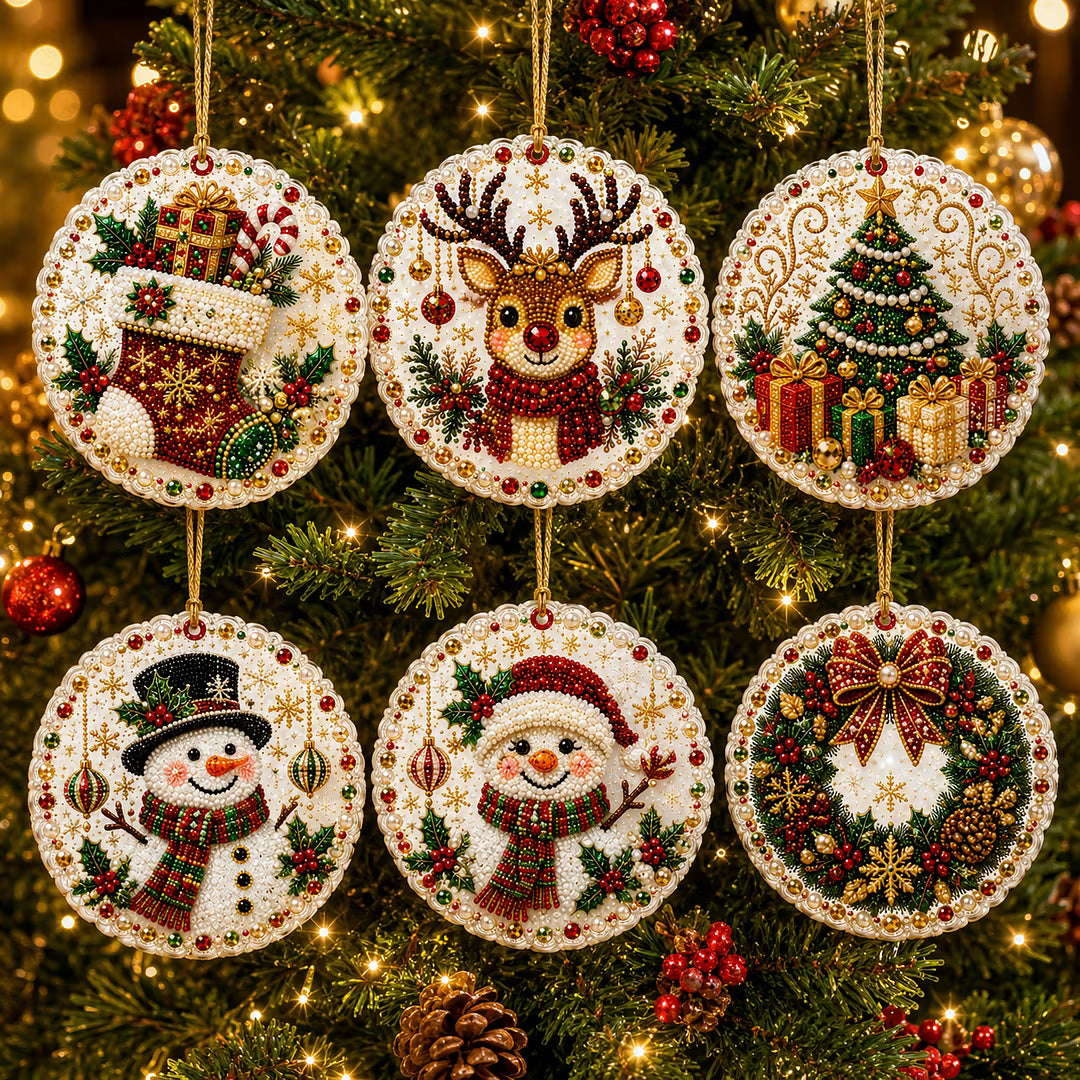 🔥Only $19.99 Last Day Promotion!🎄Christmas DIY Diamond Painting Ornaments Kit (6 PCS)🎅