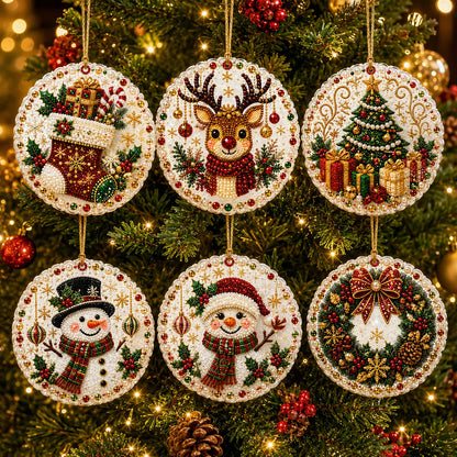 🔥Only $19.99 Last Day Promotion!🎄Christmas DIY Diamond Painting Ornaments Kit (6 PCS)🎅