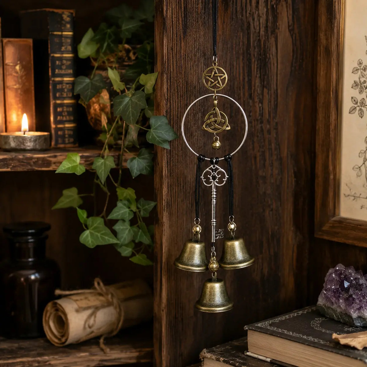 Handmade Iron Witch Bell Wind Chime, Durable Hanging Ornament for Outdoor Home Decor, Festive Gift for Christmas, Halloween, and Thanksgiving #GLOBAL PICKS