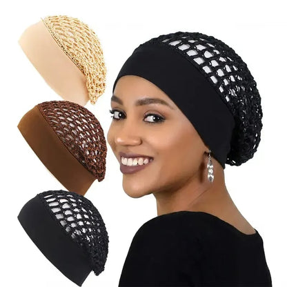 3-Pack Satin Bonnet Sleep Caps - Stretchy Wide Band Night Cap for Curly Hair