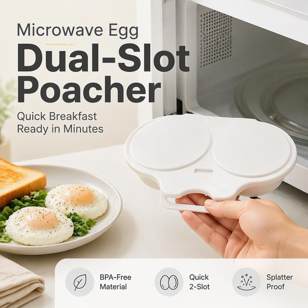 🏆75K+ SOLD!🥚 Microwave Egg Poacher – Quick 2-Egg Cooking Made Easy