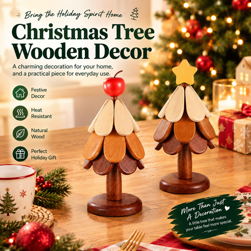 🎄 Christmas Tree Wooden Trivet Set – A Festive Touch for Every Table🎁✨