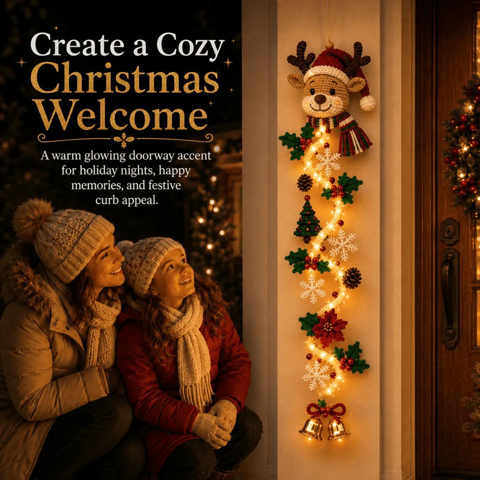 🎄Glowing Christmas Door Hanger | 6 Festive Lighted Designs with Warm Glow, Dimensional Details & Space-Saving Vertical Décor ✨