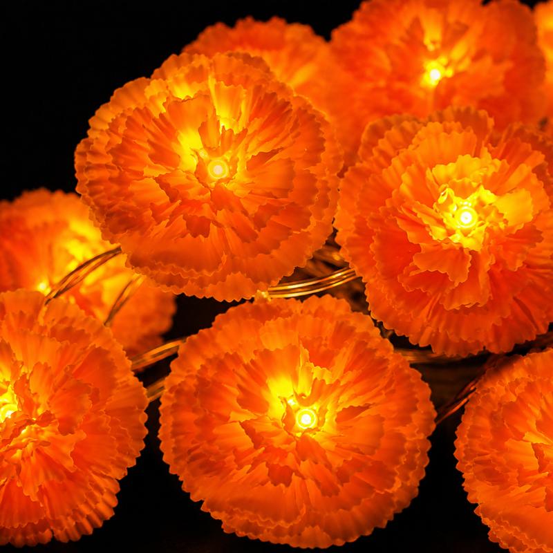 🎃🌼 3M Marigold LED Garland for Halloween & Day of the Dead