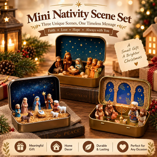 🔥Last Day 49% OFF - ✝️Religious Pocket-Size Mini Nativity Scene Set with Storage Box