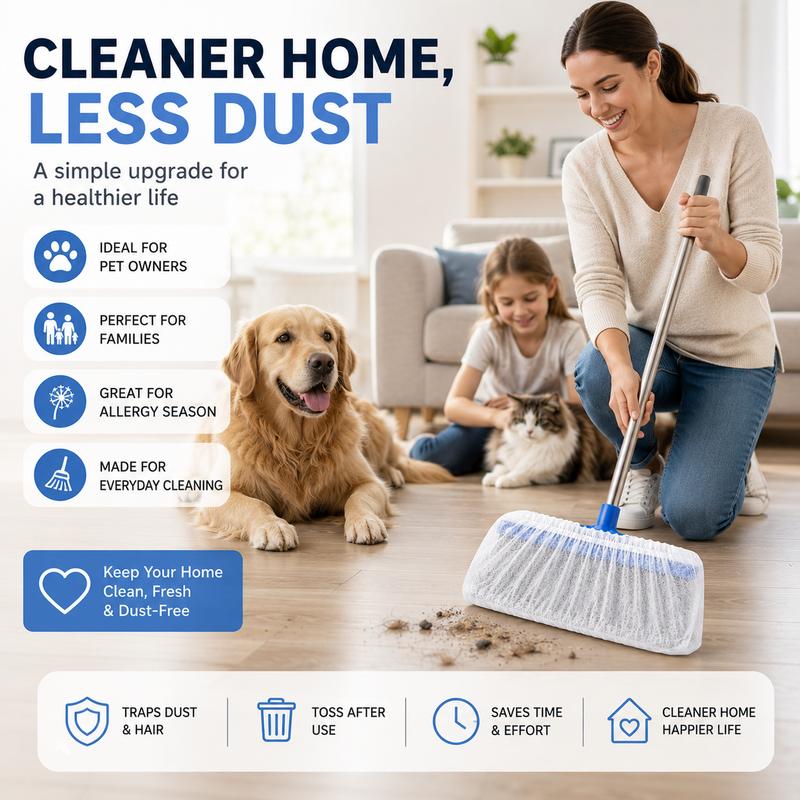 🧹 Disposable Broom Covers – Trap Dust & Hair, Toss the Mess Away🏡