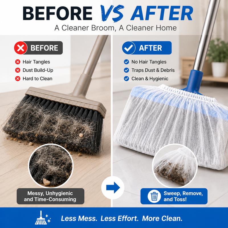 🧹 Disposable Broom Covers – Trap Dust & Hair, Toss the Mess Away🏡