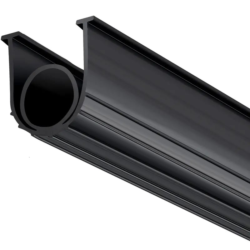 Close-up of the flexible tubular garage door seal profile