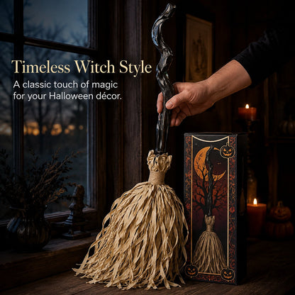 ✨ Magic Animated Witch Broom Halloween Decoration