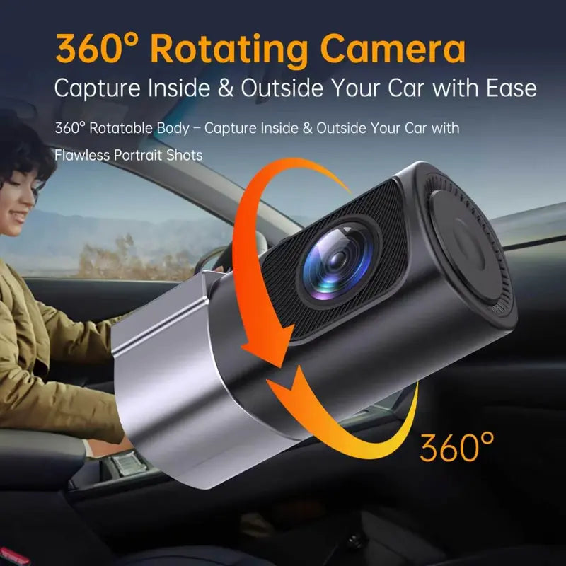 📹 360° Dash Cam: Super Night Vision &amp; Phone App Control!