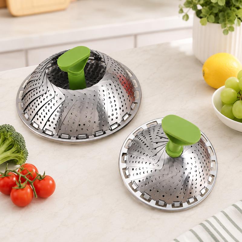 Small and large foldable stainless steel steamer baskets