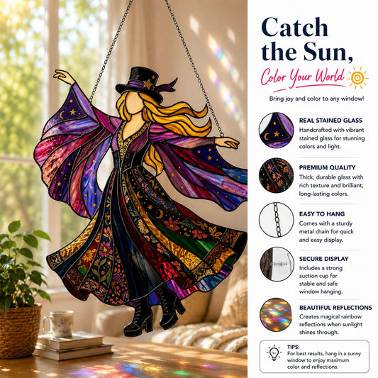 💥 LAST DAY 49% OFF - 💃🤘 Handmade Stained Glass Spinning Suncatcher