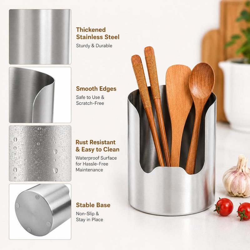 ✨ Stainless Steel Kitchen Utensil Holder & Countertop Organizer