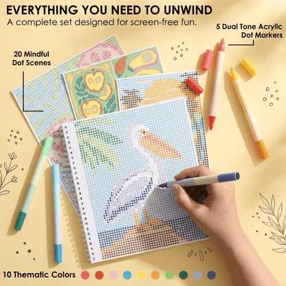🎨📖Dot-By-Letter Mindful Coloring Kit - 🧠✨Stress Relief Dot Marker Art Set with 20 Hidden Scene(📦Buy 2 Free Shipping)