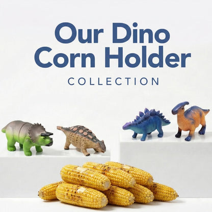 🦖🌽Dinosaur Corn Holders for Corn On The Cob - Funny Corn Cob Holder for Kids and Adults with Stainless Steel Prongs