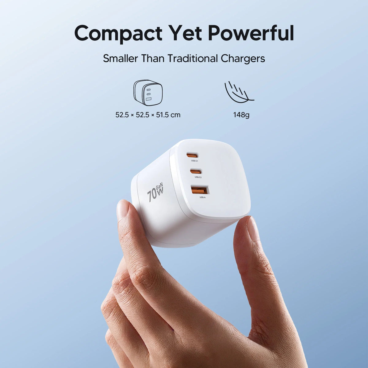 360° Rotating 4-in-1 Universal Travel Charger | 70W GaN