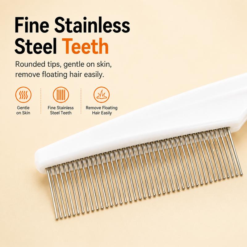 Pet Face Comb Set for Cats & Dogs, Fine Tooth Stainless Steel Grooming Comb, Removes Loose Fur, Flea & Lice Removal Comb, Anti-Shedding, Small & Large Size (2PCS)